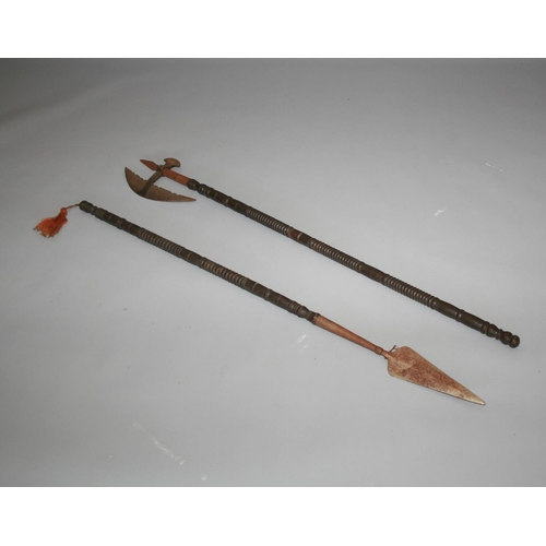 39 - Medieval style spear and axe 124 H