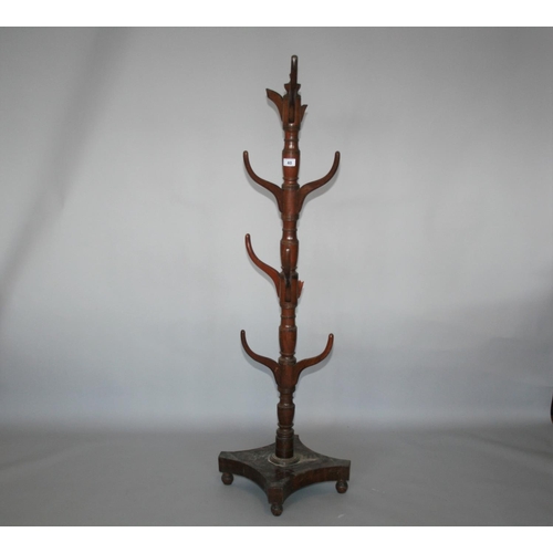40 - Regency mahogany hat and coat stand (40W x 165H) and regency mahogany wine cooler, as found.