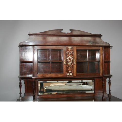 42 - Very fine Edwardian mahogany side cabinet with ivory and fruitwood marquetry panels 122 W x 200 Hx 4... 