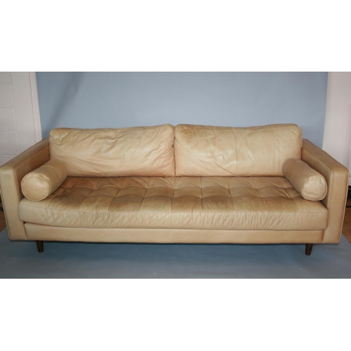 45 - Vintage Rolf Benz tanned colour leather sofa 230 W x 70 H x 105 D