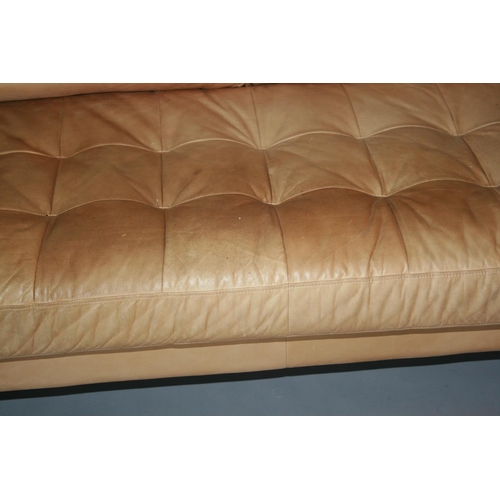 45 - Vintage Rolf Benz tanned colour leather sofa 230 W x 70 H x 105 D