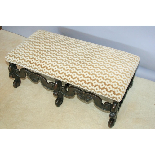 53 - Jacobean style centre stool of rectangular form 110 W x 40 H x 50 D
