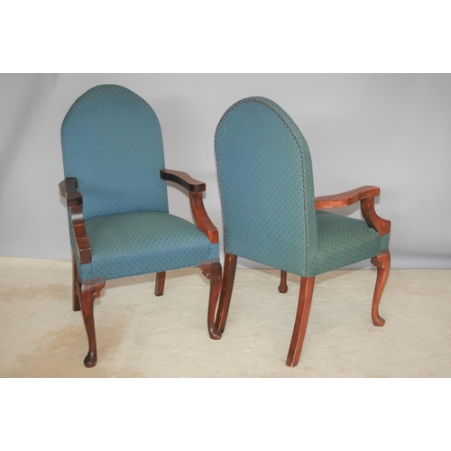 54 - Pair of Queen Ann style mahogany framed armchairs 62 W x 100 H x 56 D