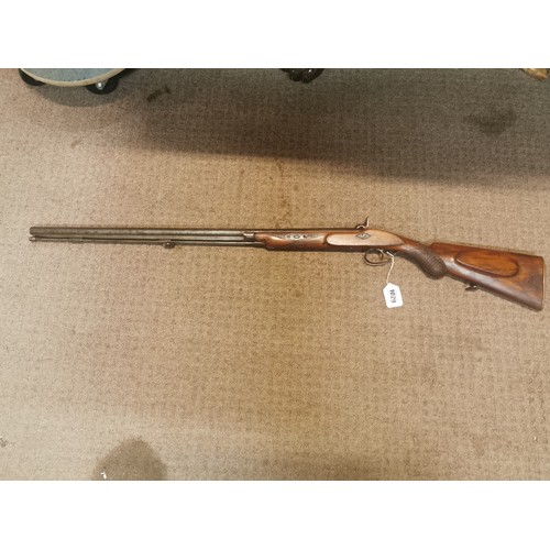 19th. C. percussion cap rifle with patch box and original ra... | Barnebys