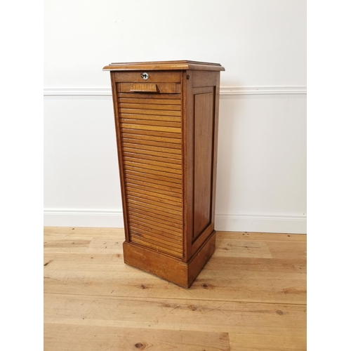 1 - Good quality 1940s oak tambour door filing cabinet with fitted interior {112 cm H x 46 cm W x 40 cm ... 