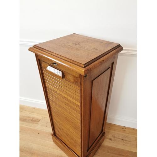 1 - Good quality 1940s oak tambour door filing cabinet with fitted interior {112 cm H x 46 cm W x 40 cm ... 
