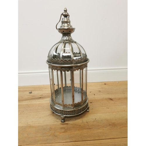 10 - Decorative metal and glass lantern {58 cm H x 25 cm Dia.}.