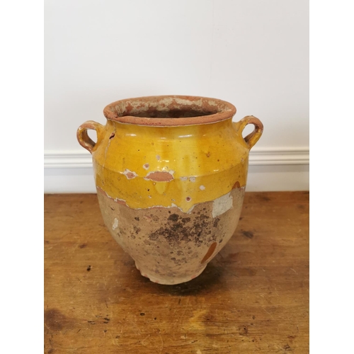 19 - Rare 19th C. glazed terracotta Confit pot {28 cm H x 28 cm Dia.}.