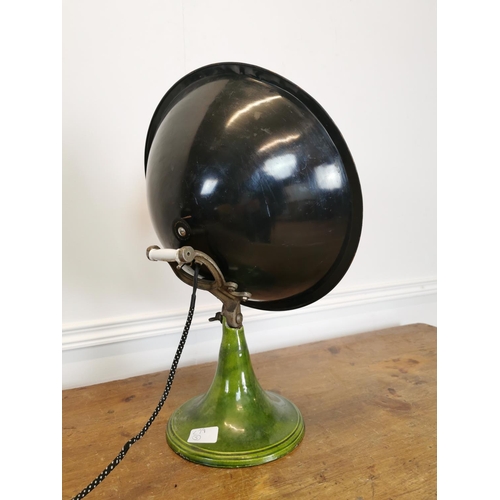 32 - Early 20th C. enamel and copper table lamp {50 cm H x 35 cm W x 22 cm D}.