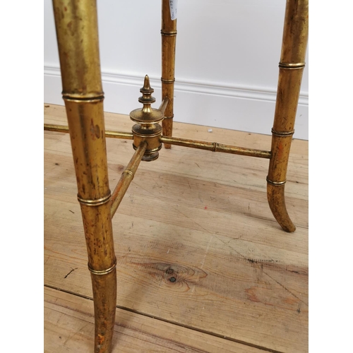 36 - Good quality 19th C. gilt wood stool with green velvet upholstery in the Oriental style {58 cm H x 4... 