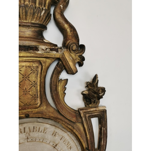 38 - 19th C. French gilt wood wall barometer [100 cm H x 39 cm W}.