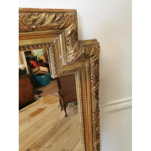 40 - 19th C. decorative gilt wood over mantle mirror {150 cm H x 128 cm W}.