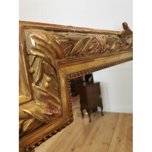 40 - 19th C. decorative gilt wood over mantle mirror {150 cm H x 128 cm W}.