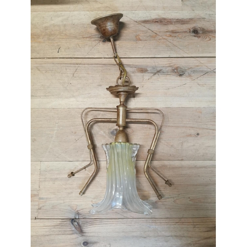 43 - Decorative glass and metal ceiling light. {47cm H x 34 cm W}.