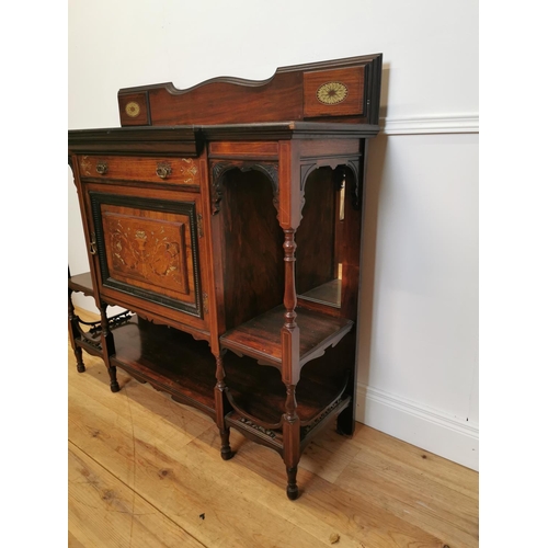 44 - 19th C. rosewood and bone inlaid side cabinet with mirrored back and turned columns raised on turned... 