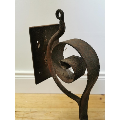 49 - Bronze bell with wall mounted bracket. {46 cm H x 15 cm W x 26 cm D}.