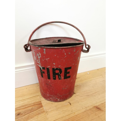 5 - Early 20th C. painted fire bucket {30 cm H x 35 cm Dia.}.