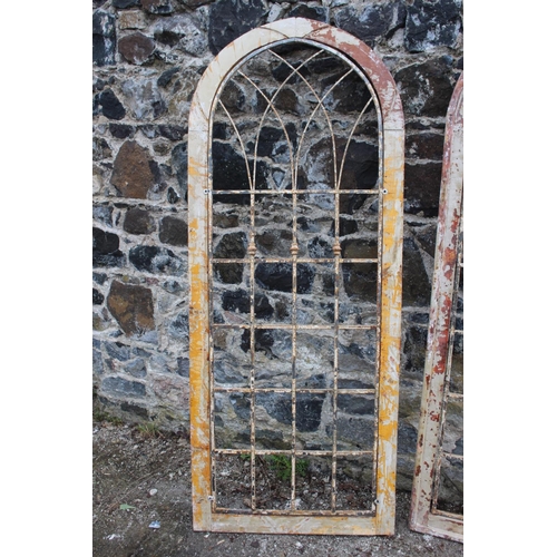 1 - Pair of wooden painted and metal window frames {187 cm H x 75 cm W x 5 cm D}/