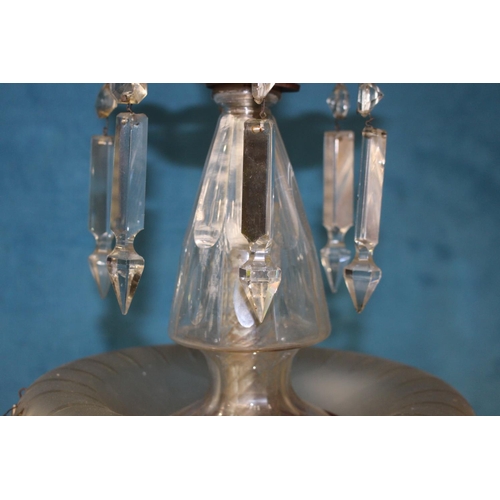 18 - 19th C. six branch crystal chandelier {110 cm H x 82 cm Dia.}.