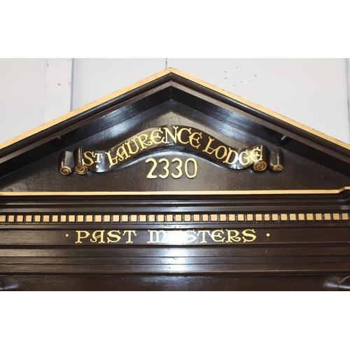 40 - St Laurence Lodge 2330  Past Masters 1989 - 2003 Masonic display board {194 cm H x 123 cm W x 12 cm ... 