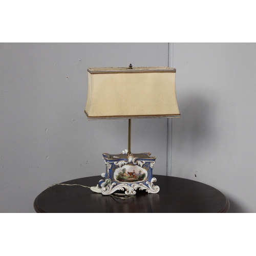 52 - Capodimonte table lamp with shade {46 cm H x 33 cm W x 20 cm D}.