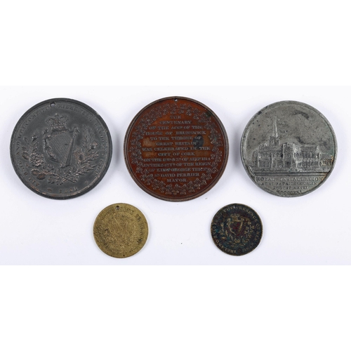 23 - 1814-1821 Medals commemorating royal visits to Ireland. 1814, copper medal, laureate bust of George ... 