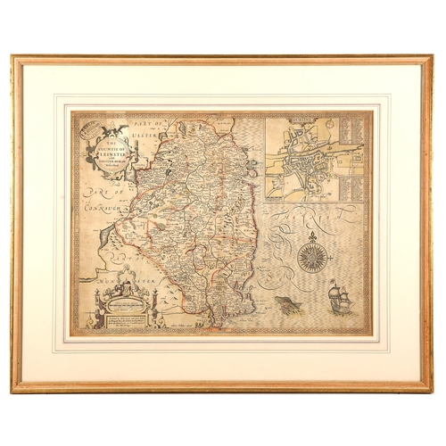 1 - 1610 Map of Leinster by John Speed. A hand-coloured, engraved map, 
