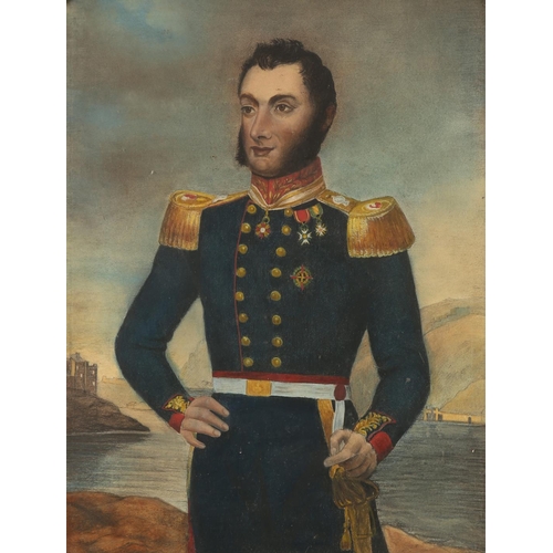 20 - Continental school, early 19thC 
Portrait of officer, Gouache on card, 17¼