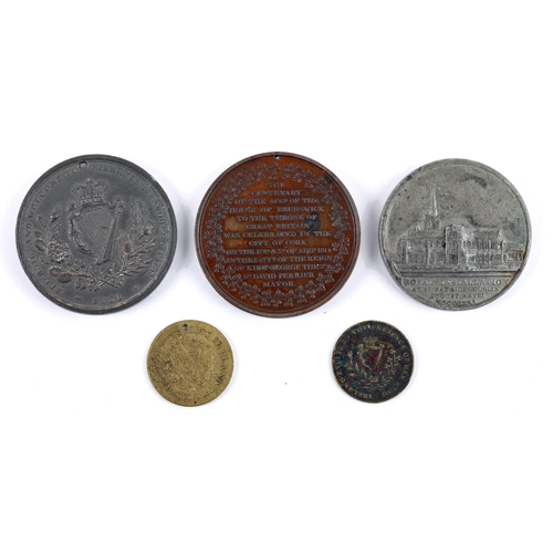 23 - 1814-1821 Medals commemorating royal visits to Ireland. 1814, copper medal, laureate bust of George ... 