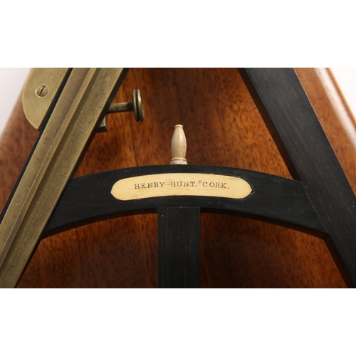 25 - A mid-Victorian (circa 1850) marine octant by Henry Hunt of Cork, the pierced ebony frame with ivory... 