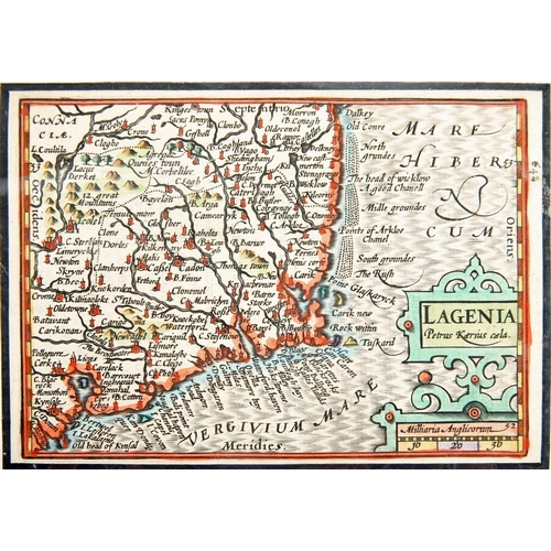 2 - 1627 Munster and Leinster by Peter van der Keere, two small hand-coloured engraved maps, each 3½