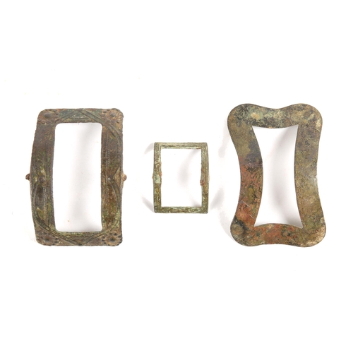 3 - Two 17th century shoe buckles and another smaller buckle. Collection of the Domvile family, Loughlin... 
