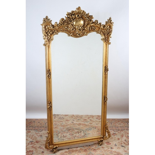 49 - A CONTINENTAL GILT FRAME MIRROR the rectangular bevelled glass plate within a beadwork moulded frame... 