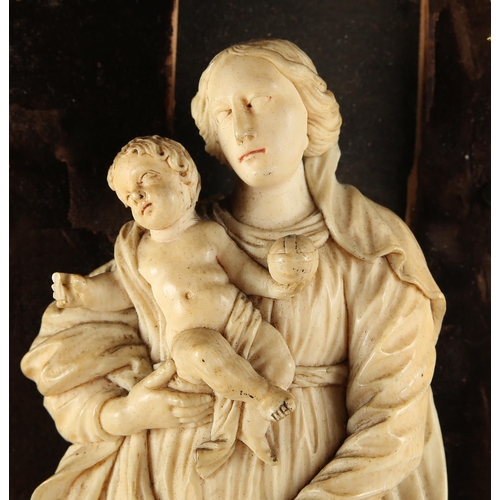 14 - 18th century, Dieppe school, fine carved ivory Madonna and Child with putti, 9