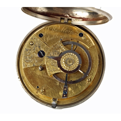 19 - George III Irish fusee pocket watch by William Morgan, Dublin. The silver pair-cased watch with whit... 