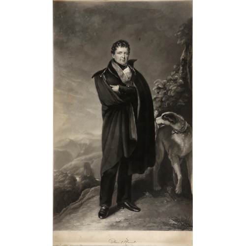 27 - Daniel O'Connell, full length portrait with a hound at his side, engraving after Joseph Patrick Have... 