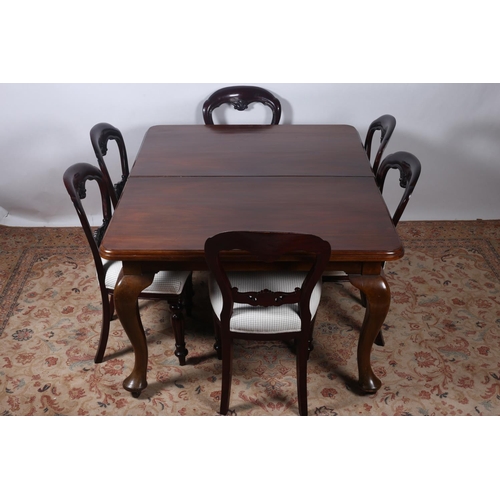 4 - A NINE PIECE MAHOGANY DINING ROOM SUITE comprising a Queen Anne mahogany telescopic dining table of ... 