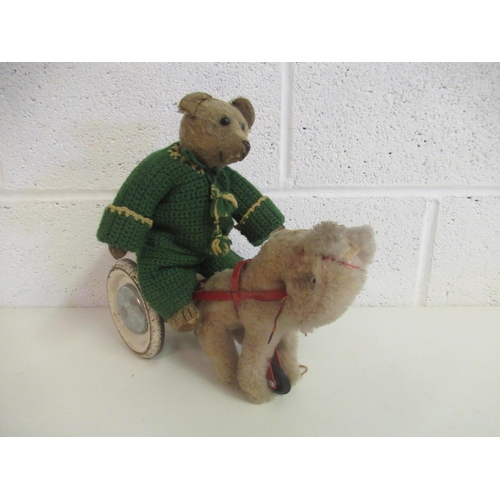 65b - A Vintage Pull Along Donkey with Wheels and Bell - Believed by Chiltern Hygienic Toys with  Vintage ... 