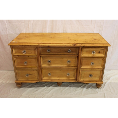 1 X Victorian Pine 9 Drawer Kitchen Dresser With Glass Handles