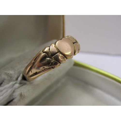 469 - VINTAGE 9ct YELLOW GOLD CLADDAGH STYLE SWEETHEART RING, size R/S, 3.8 grams
