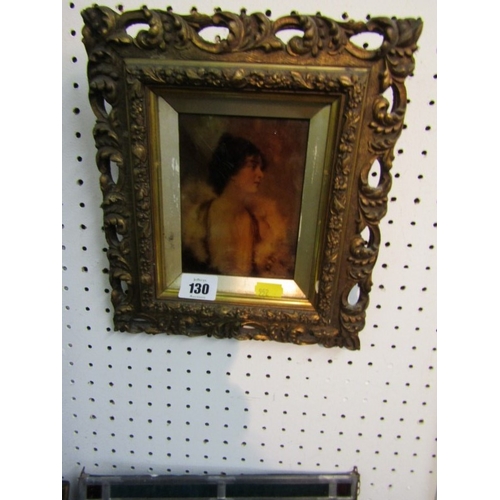 130 - CHRYSTOLEUM, gilt framed portrait of young lady