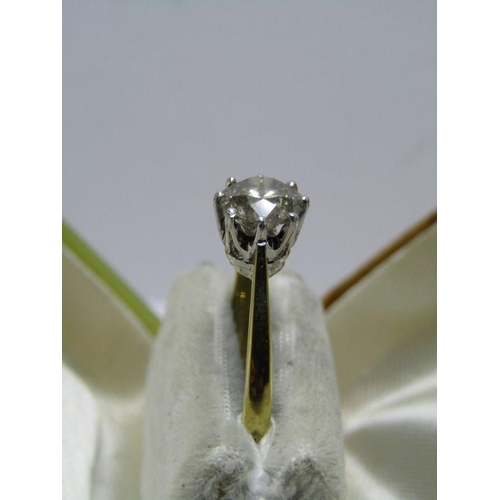 431 - 18ct YELLOW GOLD DIAMOND SOLITAIRE RING, transitional cut diamond approx 1ct in 8 claw setting with ... 