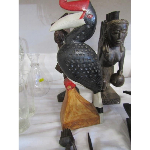 11 - ETHNIC CARVINGS, painted carved exotic bird, 12