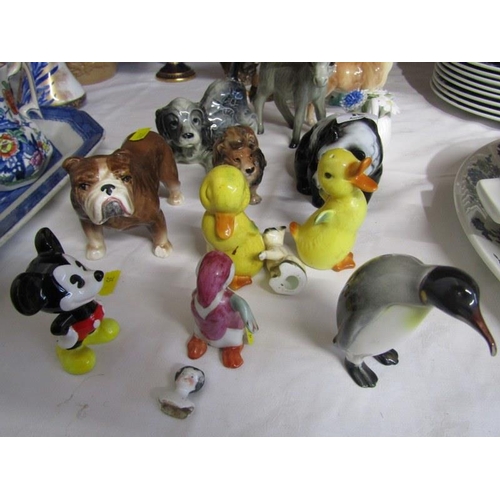 15 - MINIATURE ANIMALS, including sylvac bulldog model no. 155, Branksom penguin, novelty duckling condim... 