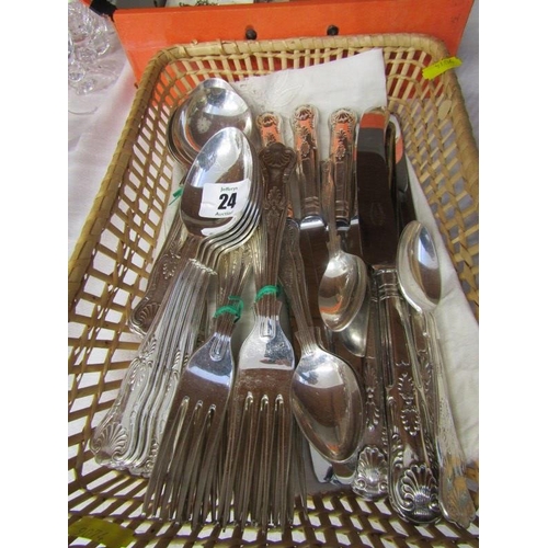 24 - CUTLERY, Kings pattern part canteen of cutlery & box of other assorted cutlery