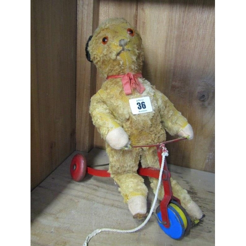 36 - TEDDY BEARS, vintage gold plush jointed 9
