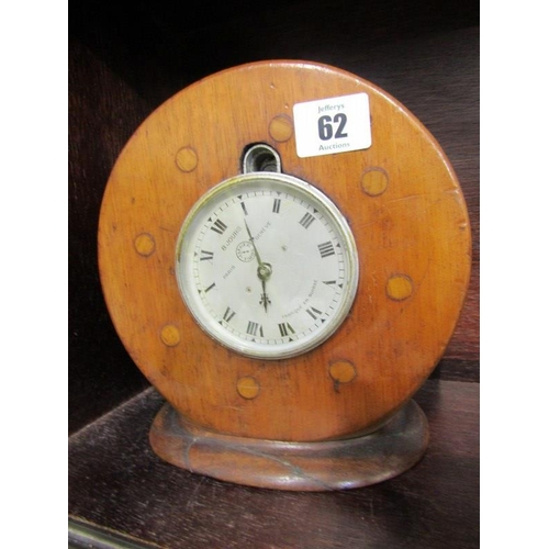 62 - VINTAGE AIRCRAFT PROPELLER MANTEL CLOCK, inset with Jaeger 8 day movement, 8