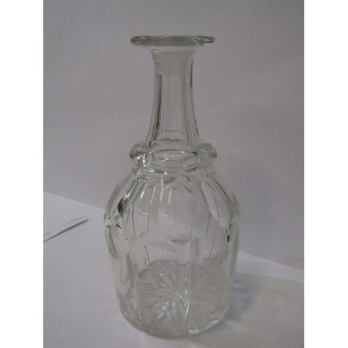 20 - GLASSWARE, 2 cut glass decanters, also Christofle serving tray & beaker, glass vase & 