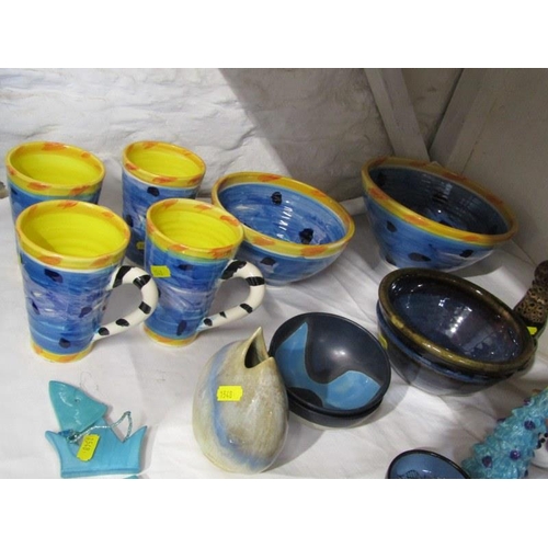 13 - STUDIO POTTERY, collection of ornamental pottery, including Andrew Lloyd, set of 4 mugs and 2 gradua... 