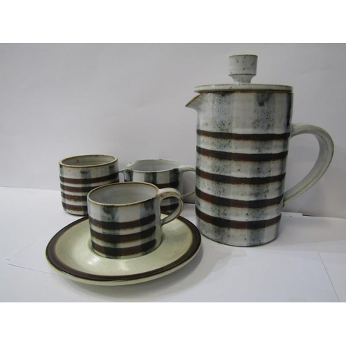 38 - ART DECO, Aynsley part tea service of 5 trios, bread plate, milk jug and sugar bowl, pattern no 3545